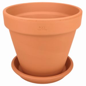 DEGREA Doniczka VASO  D23 cm Ceramiczna Klasyczna Prosta Włoska Terakota  + Podstawek D21 cm