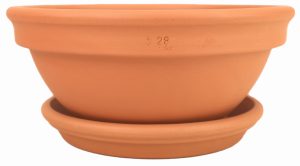 DEGREA Misa Ciotola CICLAMINO Ceramiczna Klasyczna Prosta Włoska Terakota D28 cm + Podstawek D23 cm