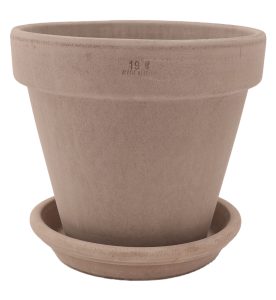 DEGREA Doniczka Ceramiczna Klasyczna Prosta Włoska Terakota Szara VASO VULCANO D19 cm + Podstawek D17 cm