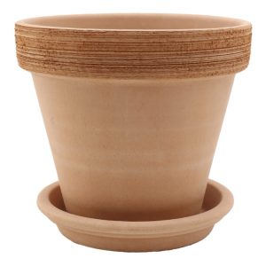 DEGREA Doniczka Ceramiczna Terakota VASO ARENA GRAFFIATO D17 cm + Podstawek D15 cm