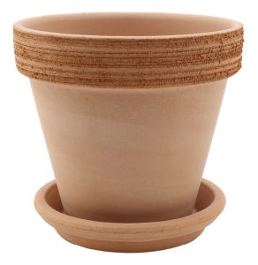 DEGREA Doniczka Ceramiczna Terakota VASO ARENA GRAFFIATO D15 cm + Podstawek D13 cm