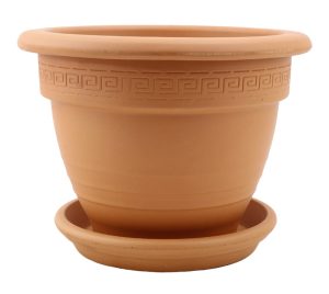 DEGREA Doniczka Ceramiczna Terakota Zdobiona CAMPANA D27 cm + Podstawek D21 cm