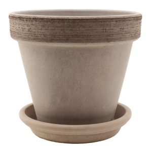 DEGREA Doniczka Ceramiczna Terakota VASO VULCANO GRAFFIATO D19 cm + Podstawek D17 cm