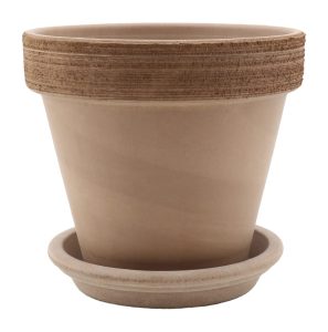 DEGREA Doniczka Ceramiczna Terakota VASO VULCANO GRAFFIATO D17 cm + Podstawek D15 cm