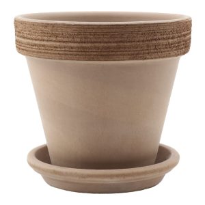 DEGREA Doniczka Ceramiczna Terakota VASO VULCANO GRAFFIATO D15 cm + Podstawek D13 cm
