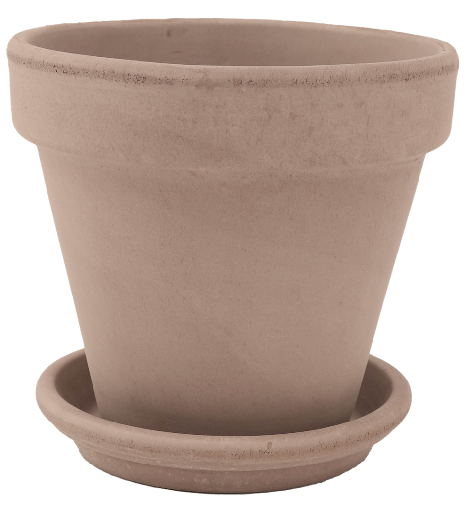 DEGREA Doniczka VASO VULCANO D15 Ceramiczna Klasyczna Prosta Wloska Terakota Szara 15cm Podstawek D13 cm