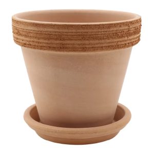 DEGREA Doniczka Ceramiczna Terakota VASO ARENA GRAFFIATO D15 cm + Podstawek D13 cm