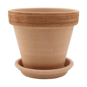 DEGREA Doniczka Ceramiczna Terakota VASO ARENA GRAFFIATO D17 cm + Podstawek D15 cm