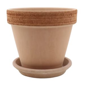 DEGREA Doniczka Ceramiczna Terakota VASO ARENA GRAFFIATO D19 cm + Podstawek D17 cm