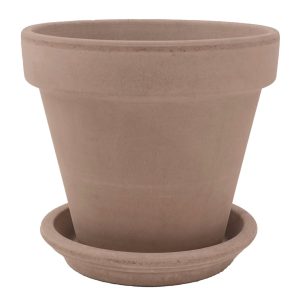 DEGREA Doniczka Ceramiczna Klasyczna Prosta Włoska Terakota Szara VASO VULCANO D17 cm + Podstawek D15 cm