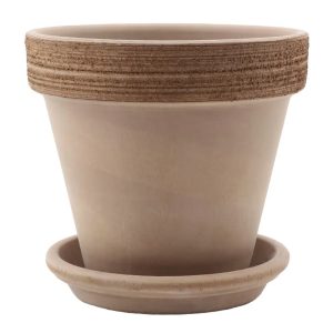 DEGREA Doniczka Ceramiczna Terakota VASO VULCANO GRAFFIATO D15 cm + Podstawek D13 cm