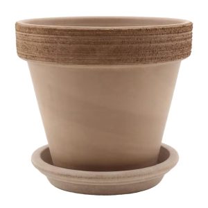 DEGREA Doniczka Ceramiczna Terakota VASO VULCANO GRAFFIATO D17 cm + Podstawek D15 cm