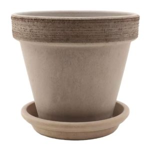 DEGREA Doniczka Ceramiczna Terakota VASO VULCANO GRAFFIATO D19 cm + Podstawek D17 cm
